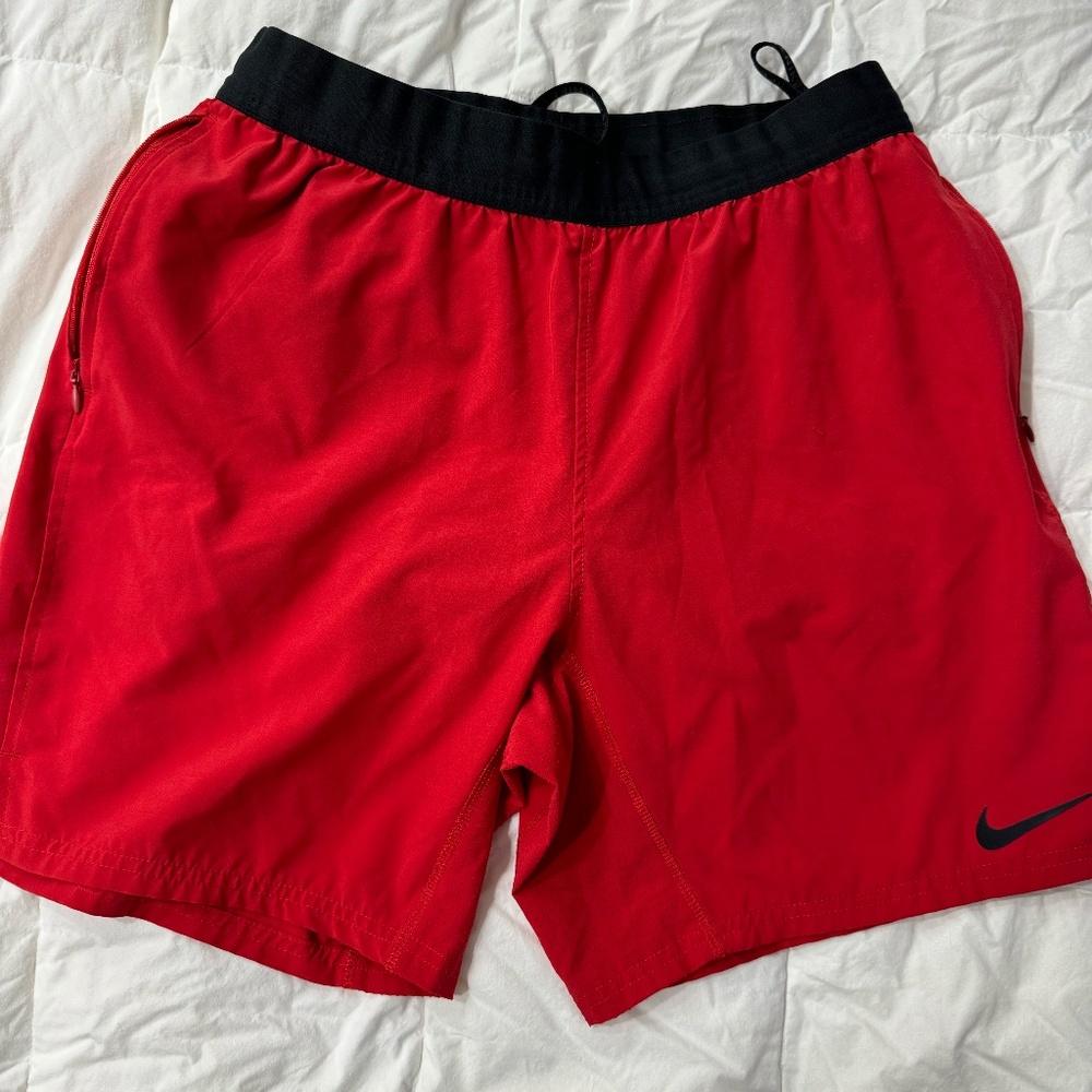 Nike, Medium, Black/Red swim shorts